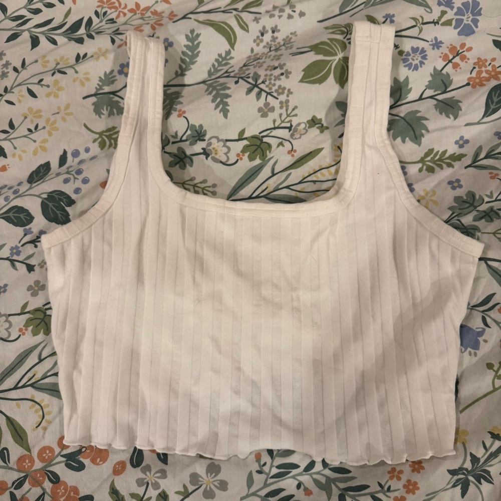 Aerie Ribbed Crop Tank Top — Cream — Y2K Basic — Size M/M